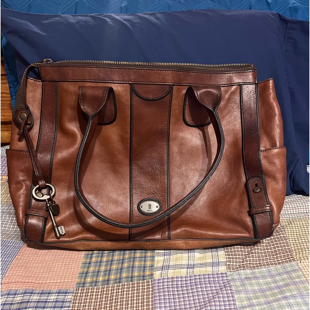 Brown large leather purse/bag